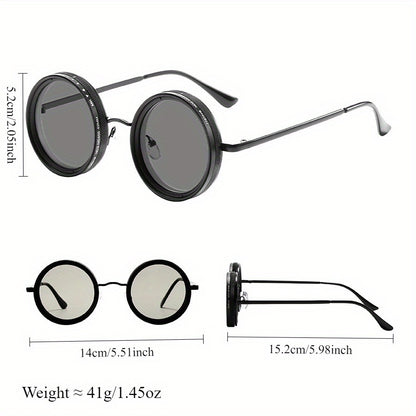 Steampunk Sunglasses Rotatable Flip-Up Lens UV400 Polarized - Vintage Round Goggles Men Women Cosplay Festival Travel Photography 2 Styles