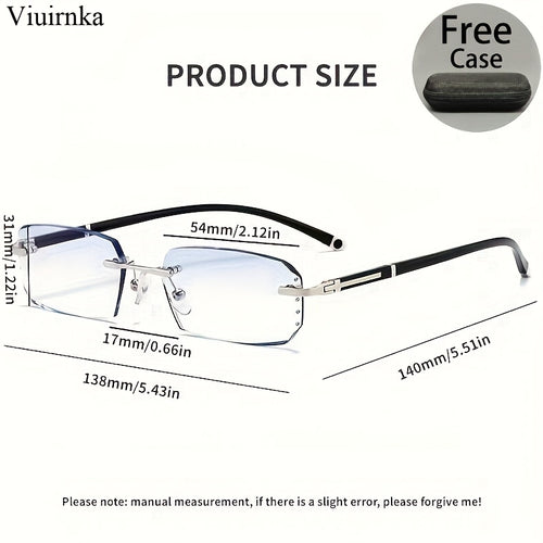 Blue Light Blocking Glasses for Men – Rimless TR90 Frame Retro Rhinestone Anti Blue Light Eyewear, Elegant Business & Daily Use Computer Glasses | Perfect Gift for Valentine's Day, Graduation & More | 2 Styles