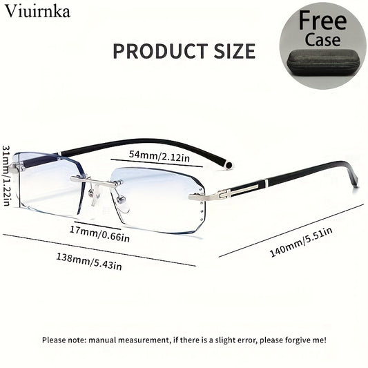 Blue Light Blocking Glasses for Men – Rimless TR90 Frame Retro Rhinestone Anti Blue Light Eyewear, Elegant Business & Daily Use Computer Glasses | Perfect Gift for Valentine's Day, Graduation & More | 2 Styles