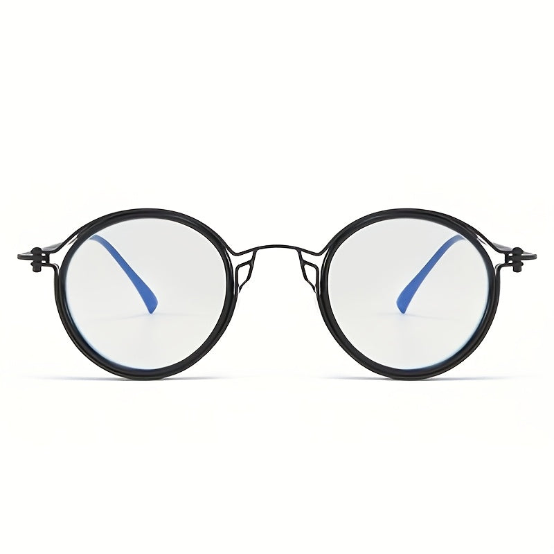 Reading Glasses Retro Round Metal Frame – HD Lenses with Case, Unisex Vintage Circle Readers, Anti-Glare Computer Eye Protection, +1.00 to +4.00 Diopters, Black Golden Brown