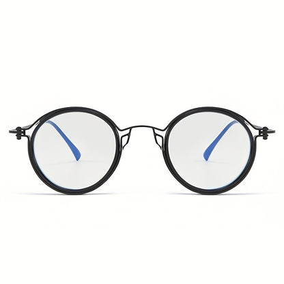 Reading Glasses Retro Round Metal Frame – HD Lenses with Case, Unisex Vintage Circle Readers, Anti-Glare Computer Eye Protection, +1.00 to +4.00 Diopters, Black Golden Brown