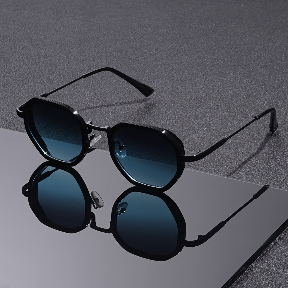 Trendy Unisex Sunglasses Polygonal Frame Lightweight & Durable Comes with Case & Cleaning Cloth for Casual Formal Wear High Quality Lens Stylish Design