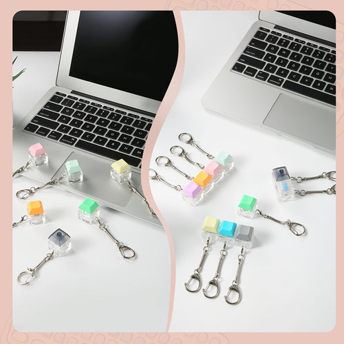 16 Pack Fidget Keyboard Keychain | Finger Keyboard Fidget, Keycap Fidget Keychain for Stress Relief, Crafts, Party Supplies, 16 Colors, Zinc Alloy Material