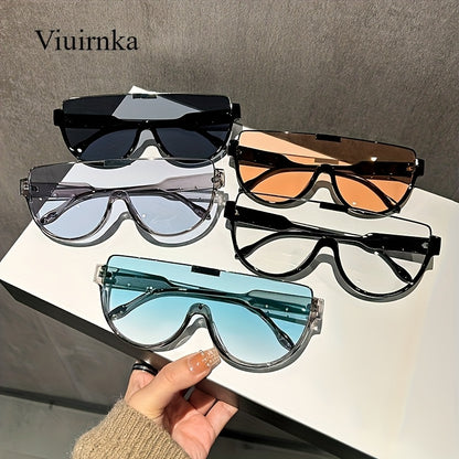 Oversized Semi-Circular Sunglasses Unisex Glare Resistant Trendy Fashion Shades Daily Wear Travel Vacation 5 Lens Colors Gray Orange Blue White Durable