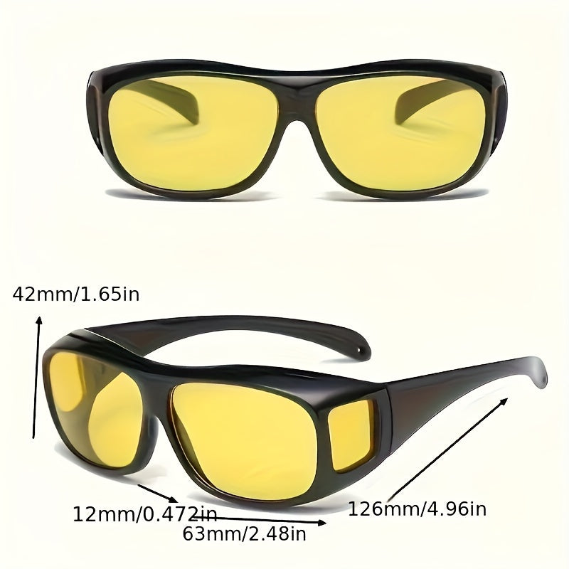 Night Vision Wrap-Around Sunglasses for Driving – Day & Night Outdoor Sports Eyewear for Cycling, Fishing & Hiking, Unisex Full-Frame Shades Available in 1 or 2 Pack