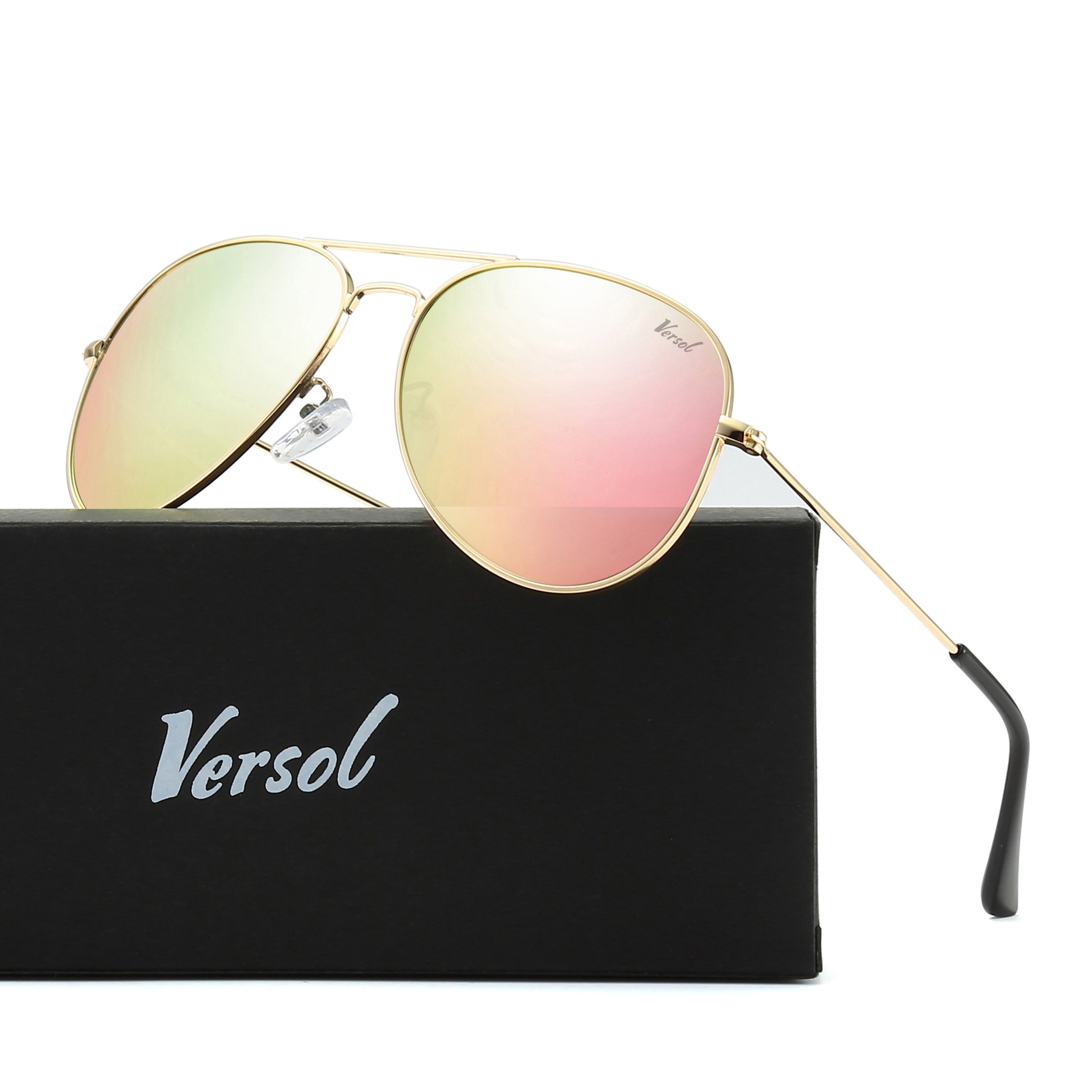 Versol Classic Pilot Sunglasses for Men & Women - Polarized Mirrored Protection, Lightweight Oversized Frame (>139mm), Large Square Lens, Stylish Aviation Design for Driving, Flying, Outdoor Activities - Unisex Pilot Sunglasses