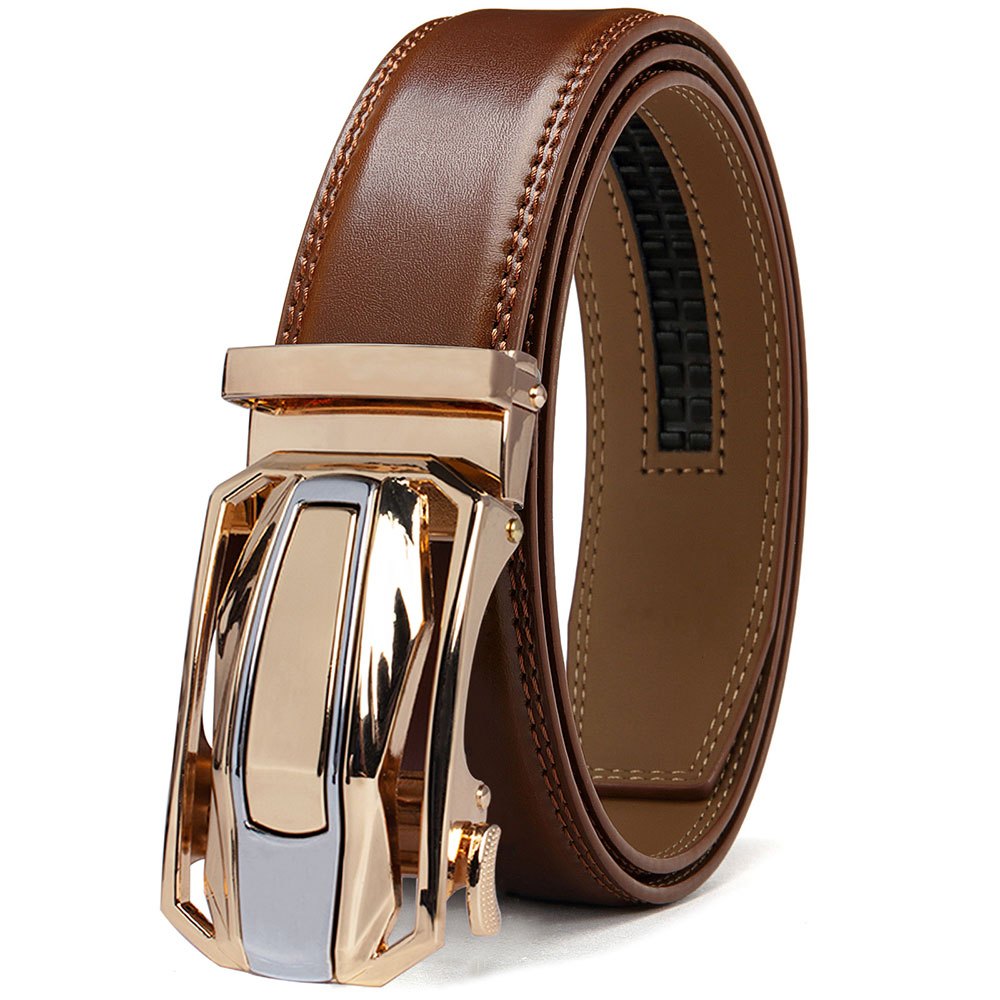 2pcs Men'S Ratchet Leather Belt Set - Sliding Belt Adjustable For Gift Mens Dress Fashion Belts1 3/ 8", Christmas Gift Ideal Men'S Belt Accessory