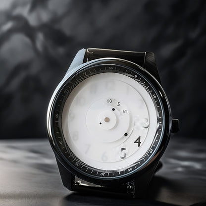 Pointerless Watch Unisex | Avant-Garde LED Digital Fashion Wristwatch, Unique No-Hand Timepiece for Men & Women, Minimalist Contemporary Design in Black & White