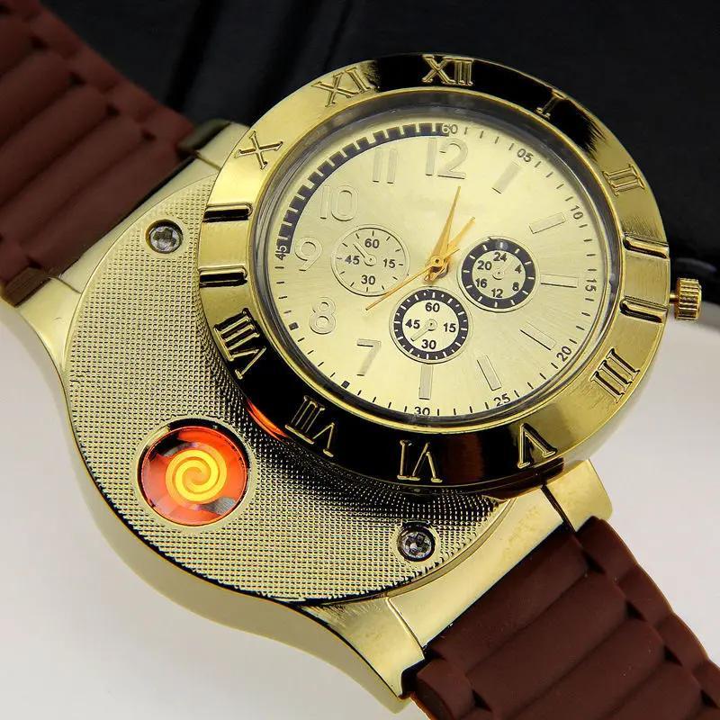 Lighter Watch for Men Lingkun Casual Wristwatch with Windproof Smoke Lighter Built-In Unique Gift for Dad Father's Day Valentine's Day Christmas Anniversary