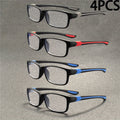 4pcs Fashion Sports Reading Glasses Rectangular Reading Glasses Full Frame Reading Glasses