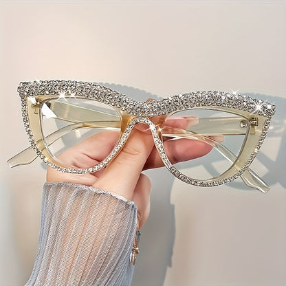 Cat Eye Reading Glasses Blue Light Blocking 2 Pack Women Rhinestone Decor Fashion Readers PC Frame Multiple Strengths Home Office Party Gift for Mom Girlfriend