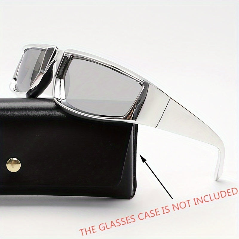 Y2K Futuristic Wrap Sunglasses Silver Mirror Lens Polygonal Tech Style Fashion Eyewear Rave Festival Cyberpunk Aesthetic Men Women Statement Shades