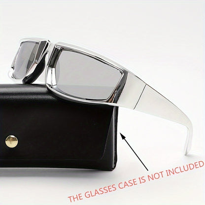 Y2K Futuristic Wrap Sunglasses Silver Mirror Lens Polygonal Tech Style Fashion Eyewear Rave Festival Cyberpunk Aesthetic Men Women Statement Shades