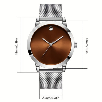 Men's Stainless Steel Watch Casual Minimalist Quartz Wristwatch with Metal Band – Elegant Gift for Him, Business & Everyday Wear