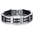Exquisite Fashion Black and White Striped Men's Stainless Steel Bracelet