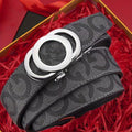 Men'S Luxury Genuine Leather Embossed Belt for Women with Automatic Alloy Buckle Featuring Letter G - A Stylish Accessory for Casual Jeans, Adjustable