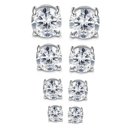 Magnetic Stud Earrings for Men And Women, Glossy Round Cubic Piercing-Free Hypoallergenic Stainless Steel Fake Ear Clips, Non-Slip No-Piercing Earring Backs