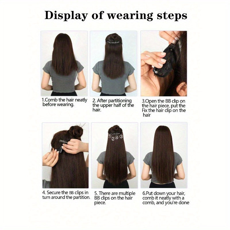 Clip In Hair Extensions 16 Clips 22 Inch 7pcs Set Black Long Natural Wave Hair Extension for Women Synthetic Hair Extensions Hairpieces
