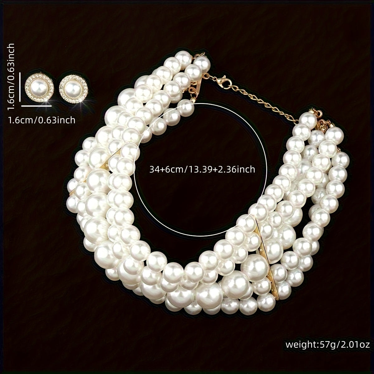 [Multi-Layer Jewelry Set] European And American Cross-Border Large And Small Metal Multi-Layer Necklace Foreign Trade Fashion Round Geometric Earrings Jewelry Set