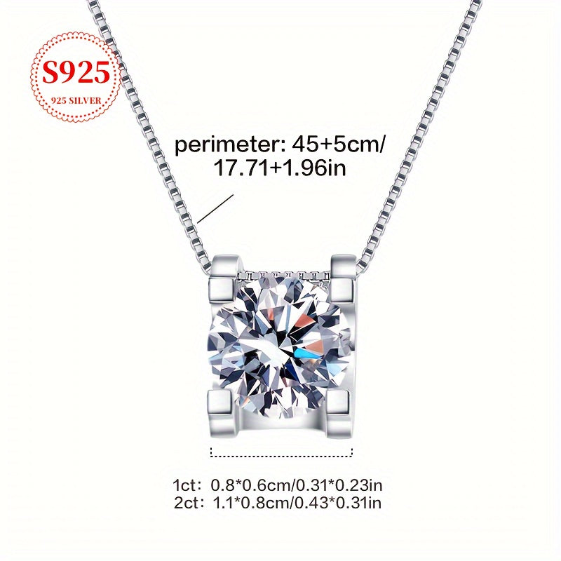 [Mother's Day Gift] Moissan Silvery Necklace] S925 Silvery Moissan Silvery Necklace, Women's Necklace, Classic Pendant, Fashionable Trendy Jewelry, Collarbone Chain, Engagement Necklace, Gift For Women, Mother's Day Gift, Holiday Gift