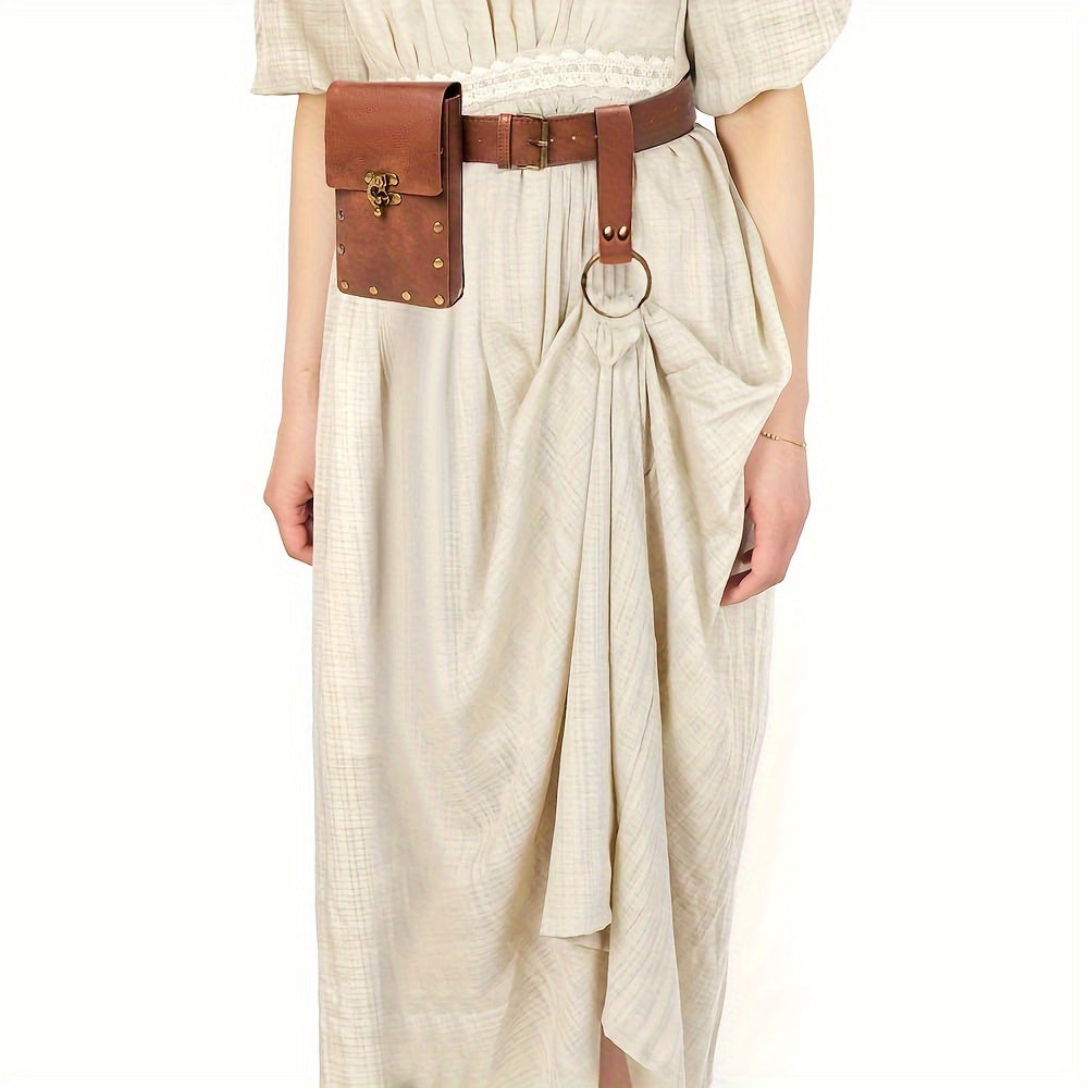 Retro Faux Leather Belt Pouch Featuring a Hanging Ring, Perfect for Renaissance Fairs, Halloween Costumes, And Artistic Cosplay