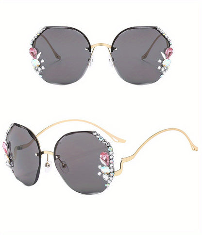 Diamond Accented Fashion Sunglasses for Women with Case Premium Gradient Lenses Multi-Color Stylish Durable Eyewear for Daily Wear Parties Summer Holiday Gift