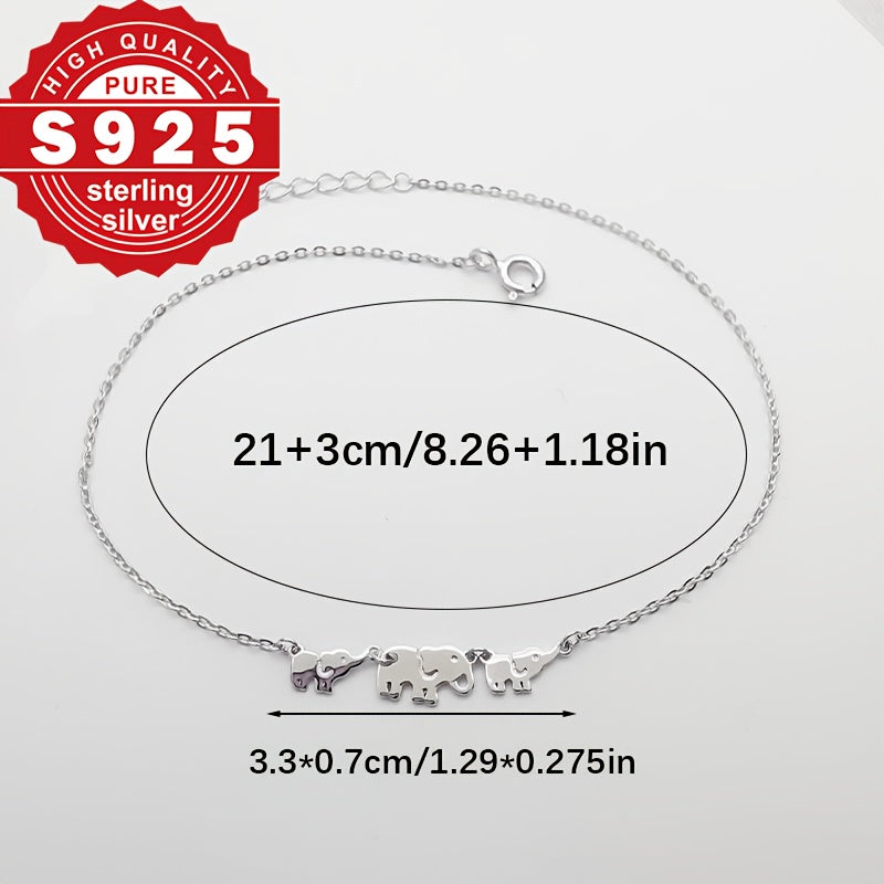 Elephant Bracelet 925 Sterling Silver Cute Triple Elephant Charm Delicate Chain Women Bracelet Animal Lover Gift with Gift Bag