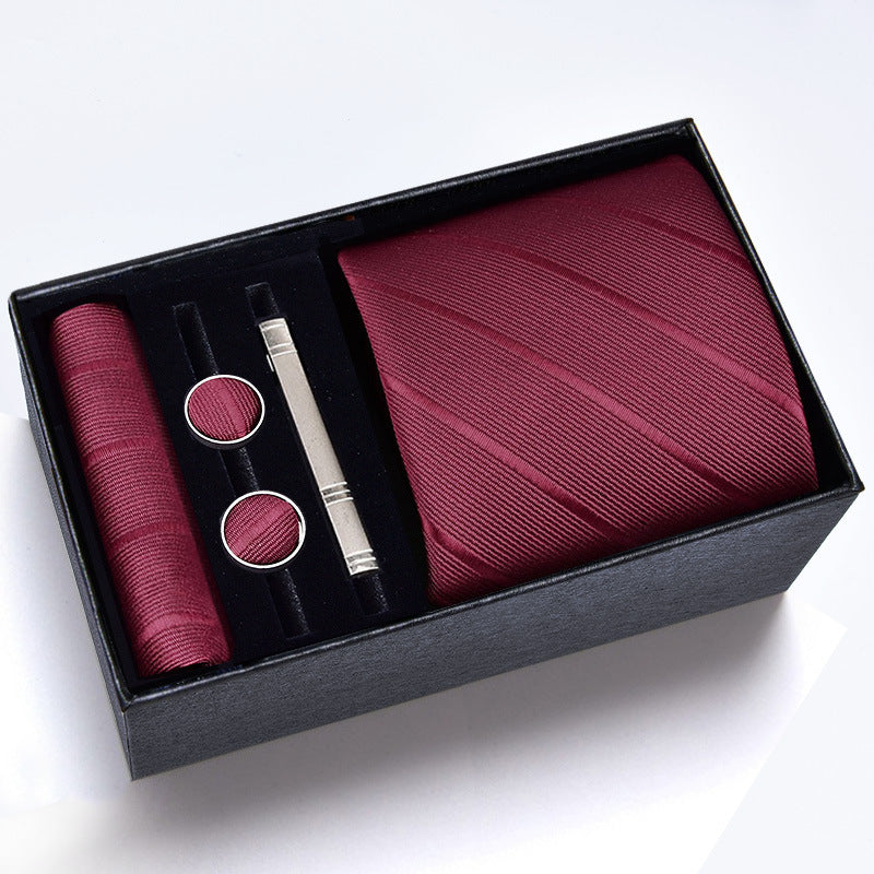 An Essential Purchase for Father'S Day! This Elegant Men'S Tie Set Includes 5pcs: a Tie, Pocket Square, Cufflinks, And a Tie Clip, Perfect for Weddings And Business Events, All Presented in a Chic Gift Box
