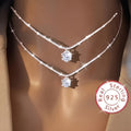 Pack of 2 925 Sterling Silvery Women's Wedding Necklaces, Promise Necklace, Eternal Necklace, Mother's Day, Valentine's Day, Luxury Jewelry Gift for Ladies