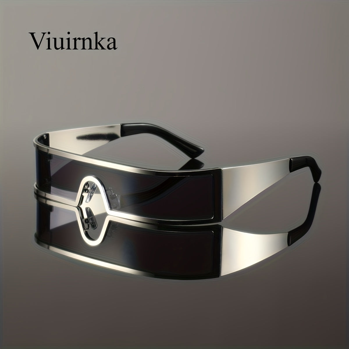 VIUIRNKA Men's Fashion Glasses, Cyberpunk Metal Wraparound Frame, Wide Temple Futuristic Design with Case, Lightweight Street Style Fashion, Perfect for Halloween & Christmas Gift Giving, Cool Quality Event Wear