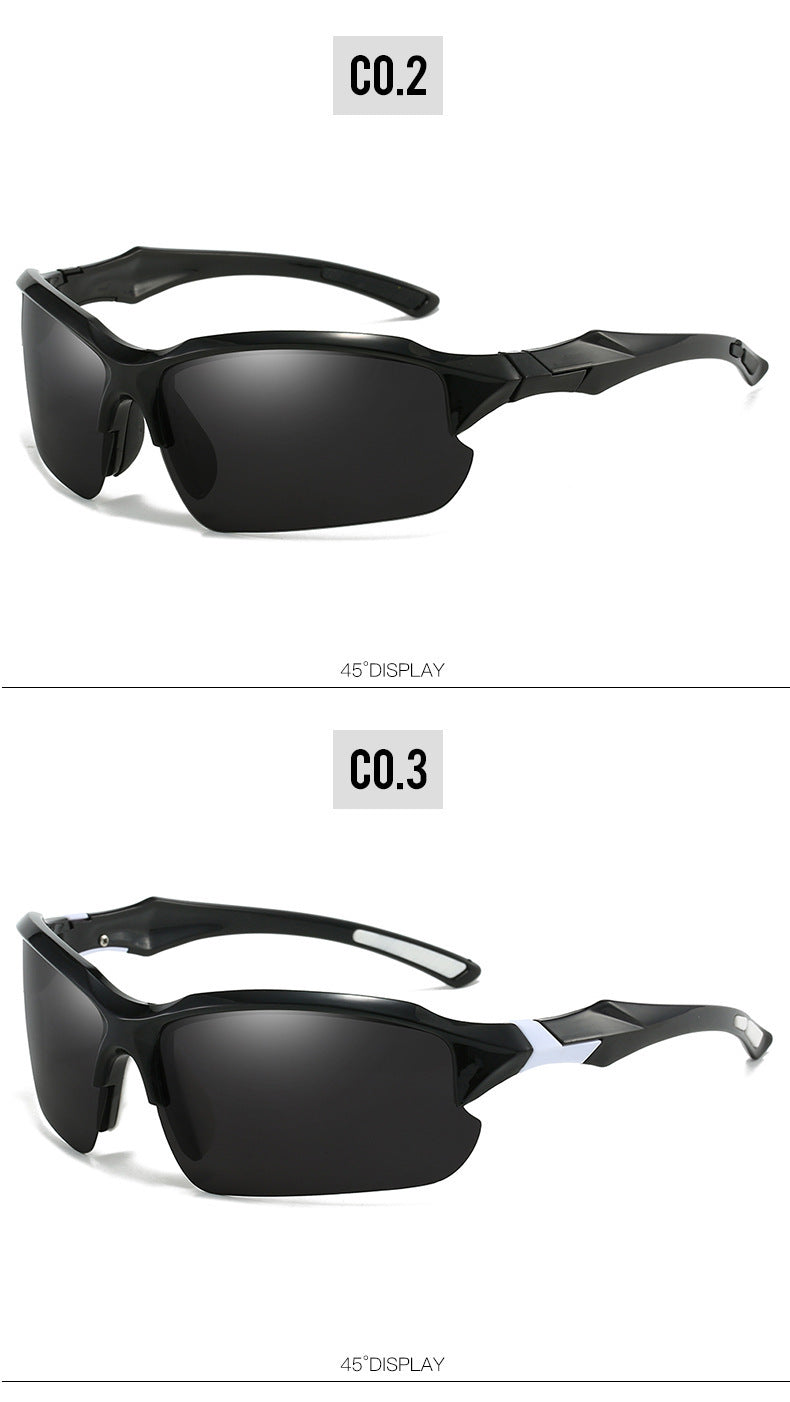 3pcs New Cross-Border Outdoor Sports, Skiing, Driving Half-Frame Sunglasses Men'S Running Fishing Sunglasses Sun Protection Lightweight Goggles