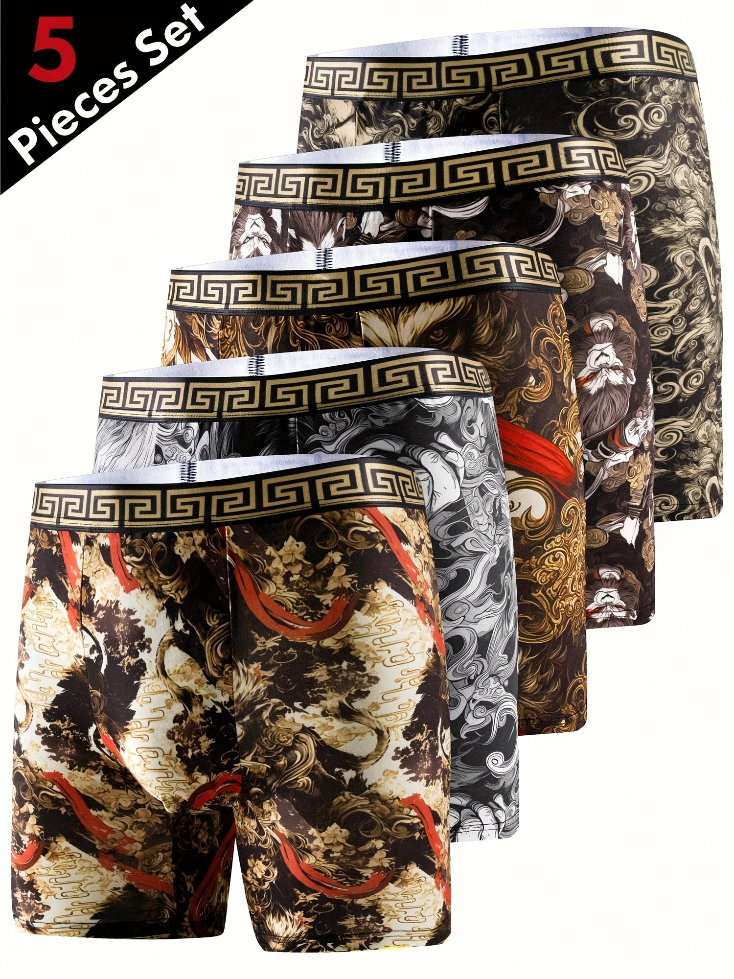 5-Pack Men's Boxer Briefs - Soft Breathable Stretch Multipack – Mixed colors Polyester – main product image