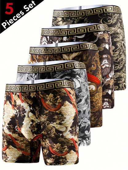 5-Pack Men's Boxer Briefs - Soft Breathable Stretch Multipack – Mixed colors Polyester – main product image
