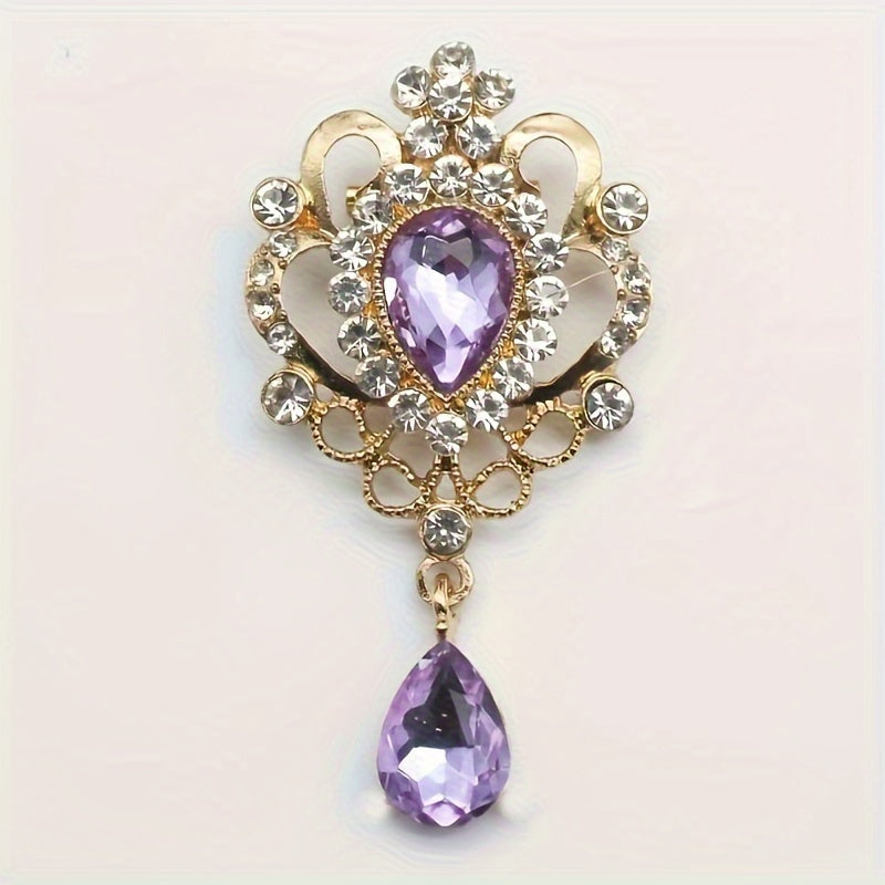 10pcs Droplet Shaped Rhinestone Detachable Brooch Retro Jewelry Additions