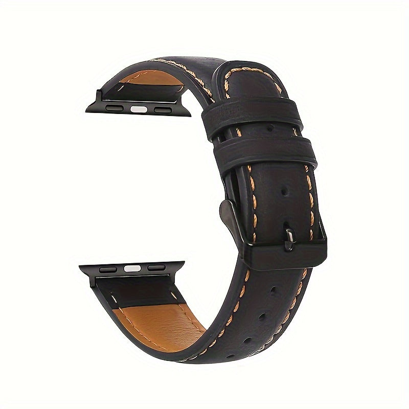 Genuine Leather Apple Watch Band – Deployant Clasp Replacement Strap for Apple Watch Ultra 2, SE, Series 9 8 7 6 5 4 3 2 1, 38mm 40mm 41mm 42mm 44mm 45mm 49mm