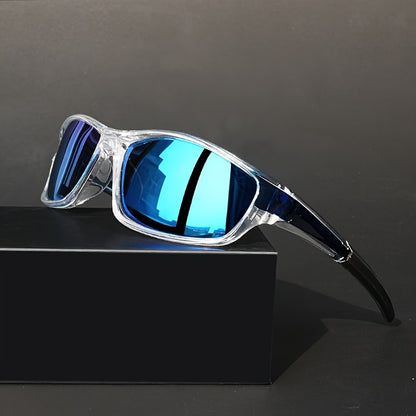 Full Frame Glasses Lightweight PC Lens - Futuristic Modern Eyewear with Wide Temples for Men Women, Durable Polycarbonate Frame for Daily Office Social Use, Comes with Storage Bag Option