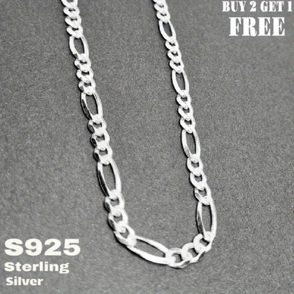 925 Silver Figaro Chain Necklace 6mm - Genuine Sterling Silver Unisex Necklace for Men & Women, 22 to 24 Inch, Fashionable Versatile Jewelry, Gift Box Included