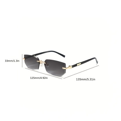 Frameless Gradient Sunglasses 5 Pack for Men Women - Rimless Tinted Lens Shades in Gray Red Blue Black Brown, Lightweight No-Frame Design for Daily Wear Parties Casual Outdoor Fashion Style