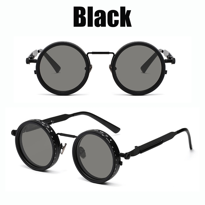 Steampunk Rotating Lens Glasses - Adjustable ND Mechanical Style Frame for Men Women, Cyberpunk Retro Sunglasses with Variable Brightness Lenses for Driving Outdoor, Unisex Fashion Eyewear