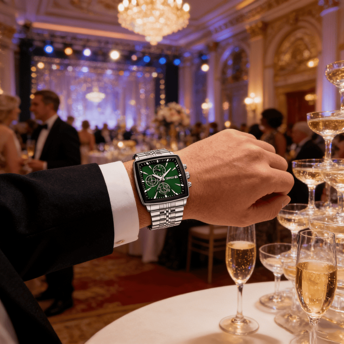Men's Quartz Watch - Vintage Square 's Fashion Calendar Wristwatch with Alloy Case & Stainless - product detail view 17