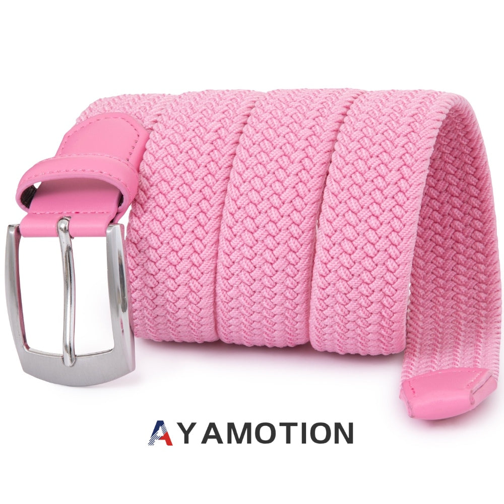 AYAMOTION Canvas Elastic Fabric Woven Stretch Braided Belts for Men Women Junior with Multicolored Full Sizes Multicolored Golf Belts for Man For school for wedding,Ideal Gift for Dad, Husband, Boyfriend