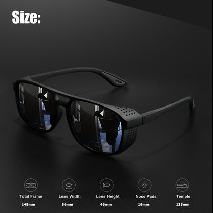 Steampunk Sunglasses Polarized Round Lens UV400 - HD Side Cutout Frame Sports Eyewear Men Women Cycling Fishing Driving 6 Colors