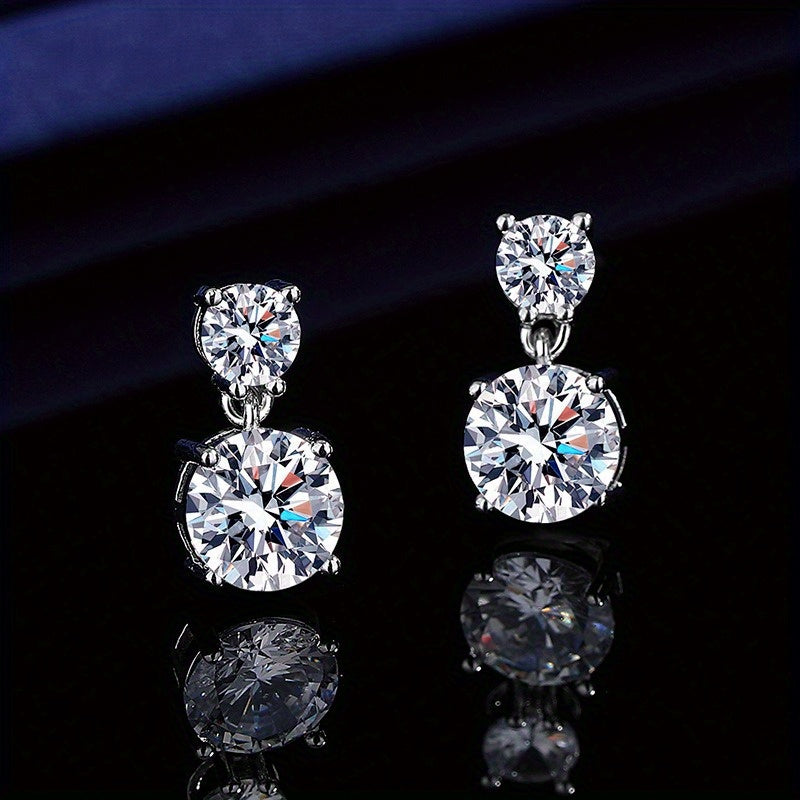 [Christmas Valentine's Day] 5Carats Moissanite Stud Earrings for Women, 925 Sterling Silver Drop Earrings, Fine Jewelry Gifts for Women Men, Christmas Gifts for Ladies Mother Father, Valentine's Day Gifts for Women Men