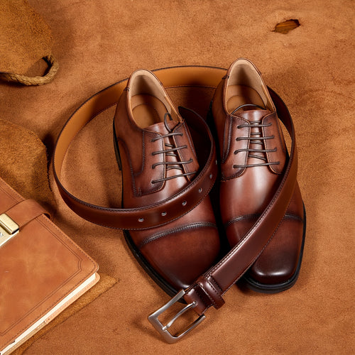 Men's Genuine Leather Belt 2-Pack Set - 1 3/8 Inch Dress Casual Golf Jeans Belt, Black Brown Tan White Burnt Umber Combo, Sizes 30-50 (Waist 28"-48")