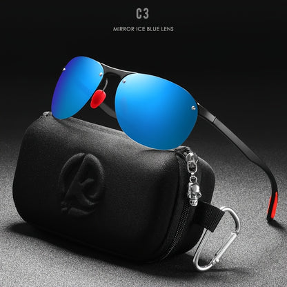 Photochromic Polarized Sunglasses Frameless Oval - TR90 Lightweight Auto-Darkening Mirrored UV400 Lens Men Women Driving Cycling with Hard Case