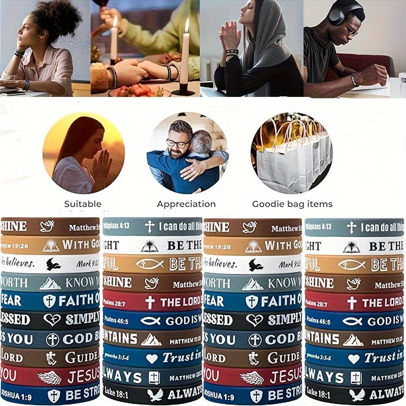 40 Bracelets- Bible Verses- Silicone Bracelets Bible Bracelets- Cute and Colorful Bracelets- Comfortable and Lightweight- Suitable for Men and Women Daily Wear and Perfect Party Gifts