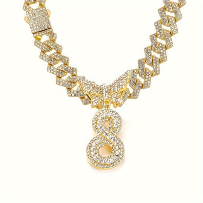 Cuban Link Chain Necklace - Initial Letter for Men Women - with Butterfly Alphabet Pendant A-Z, Gold & - product detail view
