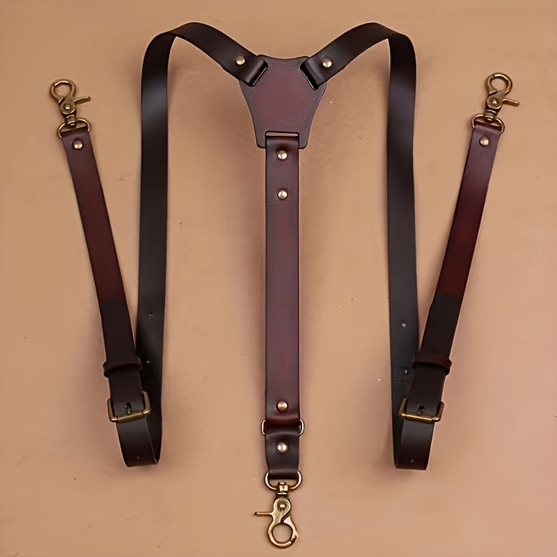 1pc Men'S Suspender Stay Fashion And Elegant with Retro Faux Leather, Perfect for Daily Wear!, Ideal Choice for Gifts