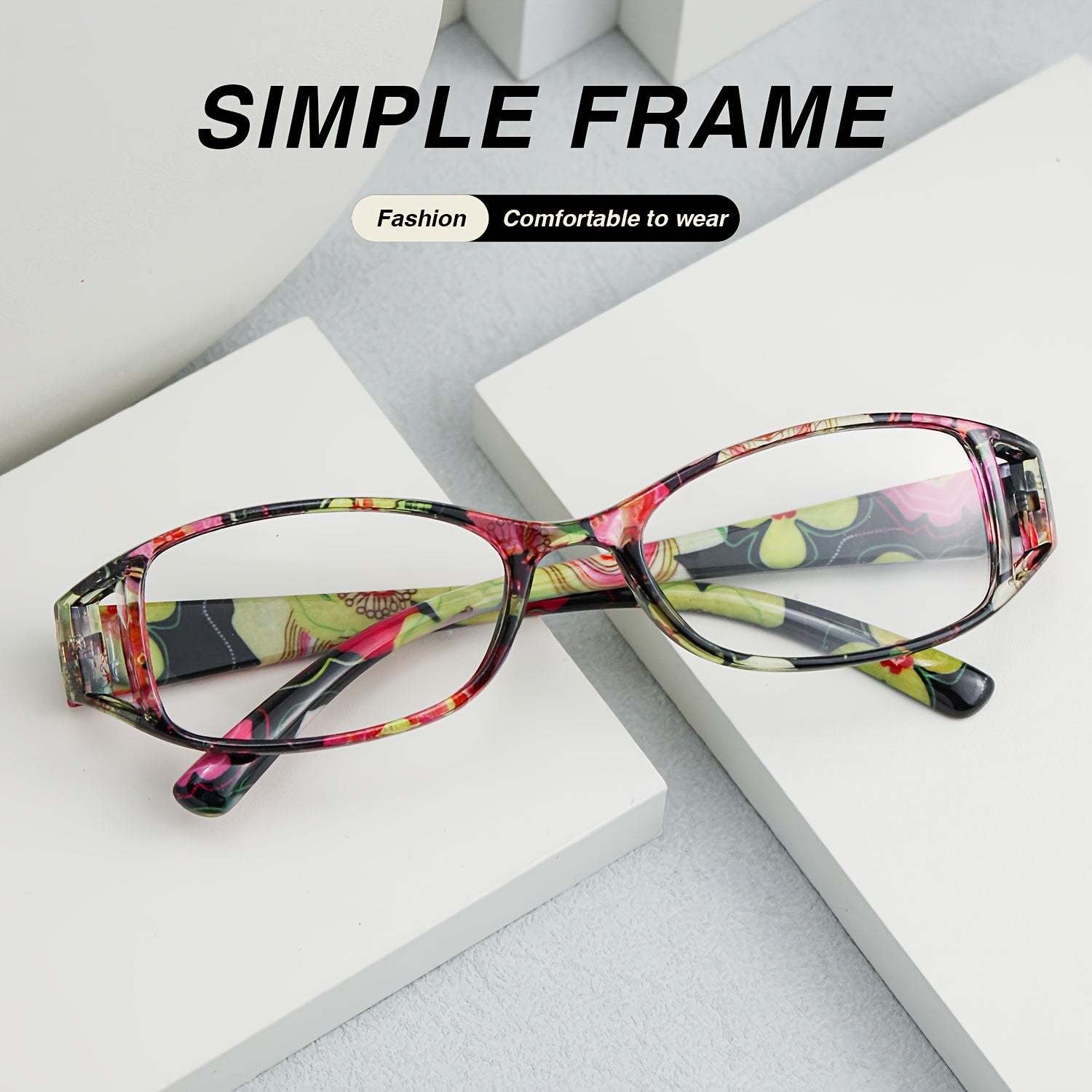 9-Pack Fashion Floral Glasses With Classic Color Square Frame Hollow Design, Unisex Glasses Comfortable Wide Temple Trendy Multi-Pack Glasses