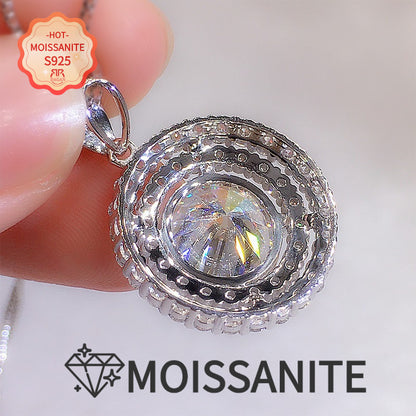 Moissanite Pendant Necklace S925 Sterling Silver 5 Carat - Sparkling Diamond Alternative Promise Necklace, Minimalist Luxury Jewelry for Women, Perfect Wedding & Holiday Gift